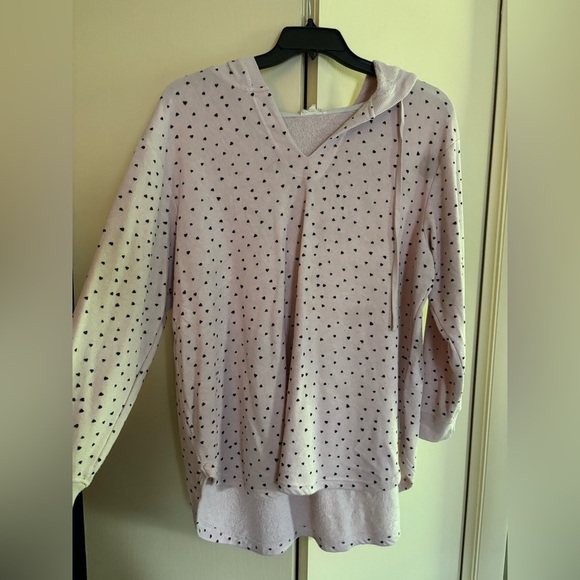 Jane and Delancey Tops - Jane and Delancey Light Pink Top with Black Hearts